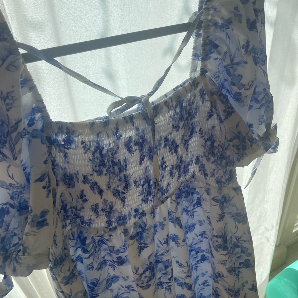 Floral Blue and White Dress